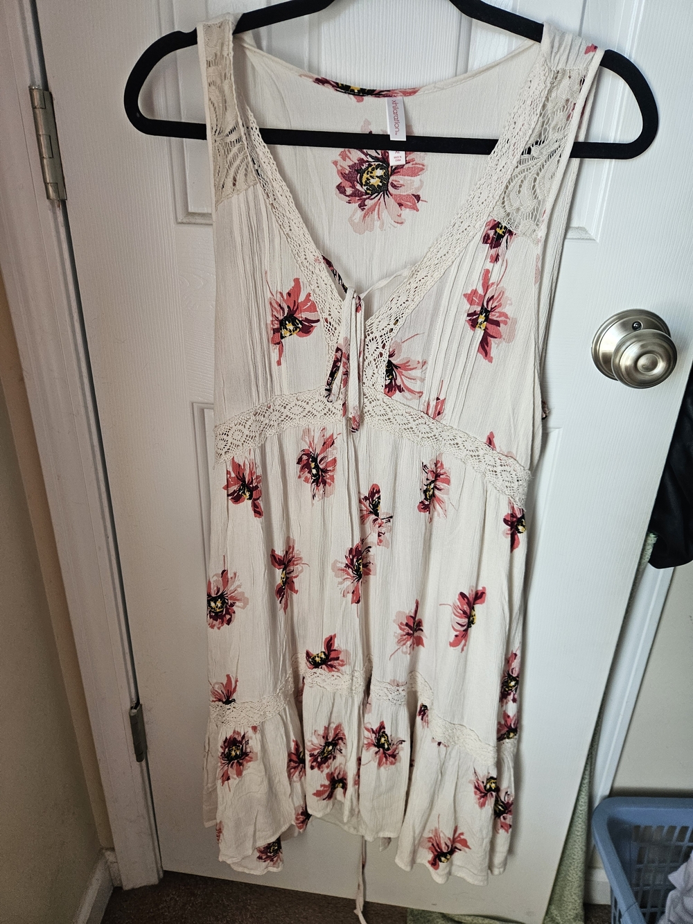 Xhilaration Cream Mini Dress with Pink Floral Print
